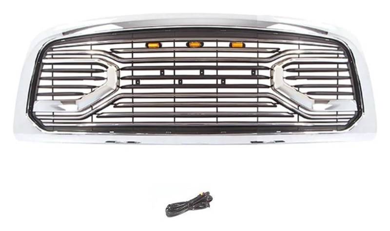 Front Nieren Kühlergrill Für Dodge Für RAM 2500 3500 2010-2019 Racing Grill Mesh Front Kühler Stoßstange Grille Oberen Kühlergrill Vorne Niere Grille(Chrome With Lights) von WEINUANXIN