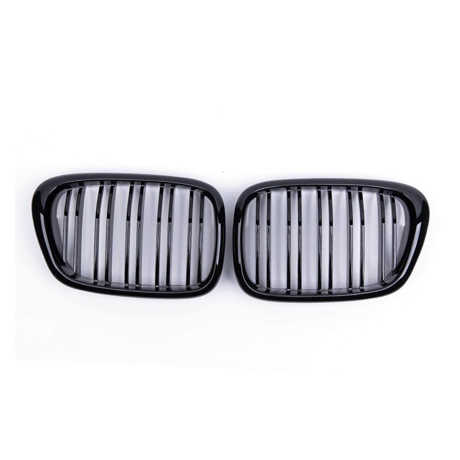 Front Nieren Kühlergrill Für E39 Für 5er Für 520 Für 525 Für 528 1999 2000 2001 Auto Paar Dual Slat Auto Front Grill(Gloss Black) von WEINUANXIN