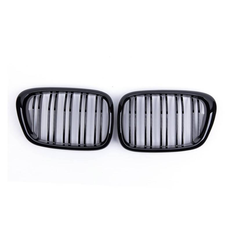 Front Nieren Kühlergrill Für E39 Für 5er Für 520 Für 525 Für 528 1999 2000 2001 Auto Paar Dual Slat Auto Front Grill(Gloss Black) von WEINUANXIN