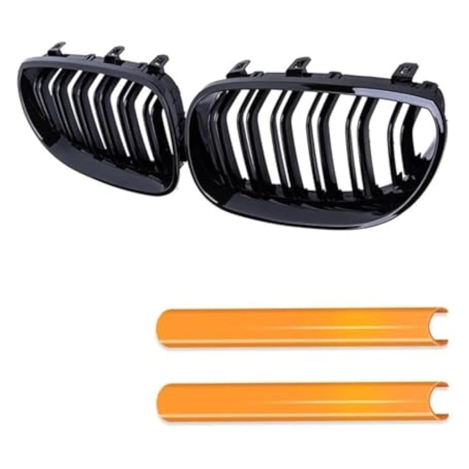 Front Nieren Kühlergrill Für E60 E61 5 Series 2003–2009, Vorderer Nierengrill, Auto-Frontstoßstange, Nieren-Racing-Grill, Zierstreifen(Orange) von WEINUANXIN