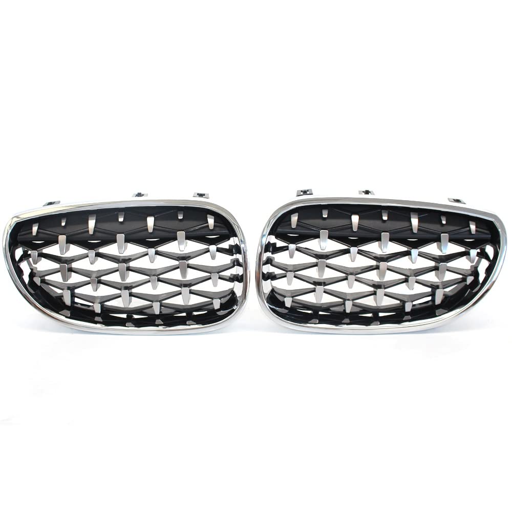 Front Nieren Kühlergrill Für E60 E61 5er Diamond Front Nierengrill Meteor Style Grill Chrom Autozubehör Auto Racing Grille(1) von WEINUANXIN