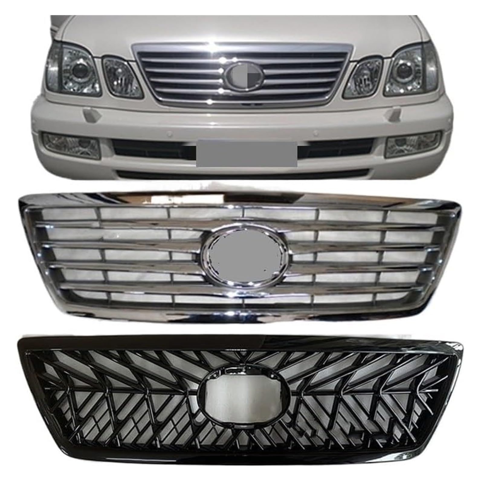 Front Nieren Kühlergrill Für LX470 1998-2007 Frontstoßstangengrill Frontkühlergrills Frontstoßstangengrill Kühlergrill(03-07 silver) von WEINUANXIN