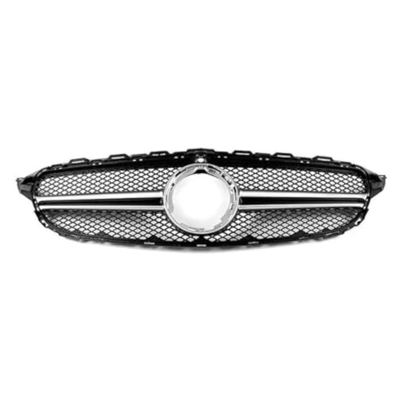 Front Nieren Kühlergrill Für Mercedes Für B&enz C Klasse W205 2019-2020 Auto Vorderen Stoßfänger Oberen Haube Mesh Grid Mit Kamera Loch Vorne Niere Grille(Silber) von WEINUANXIN