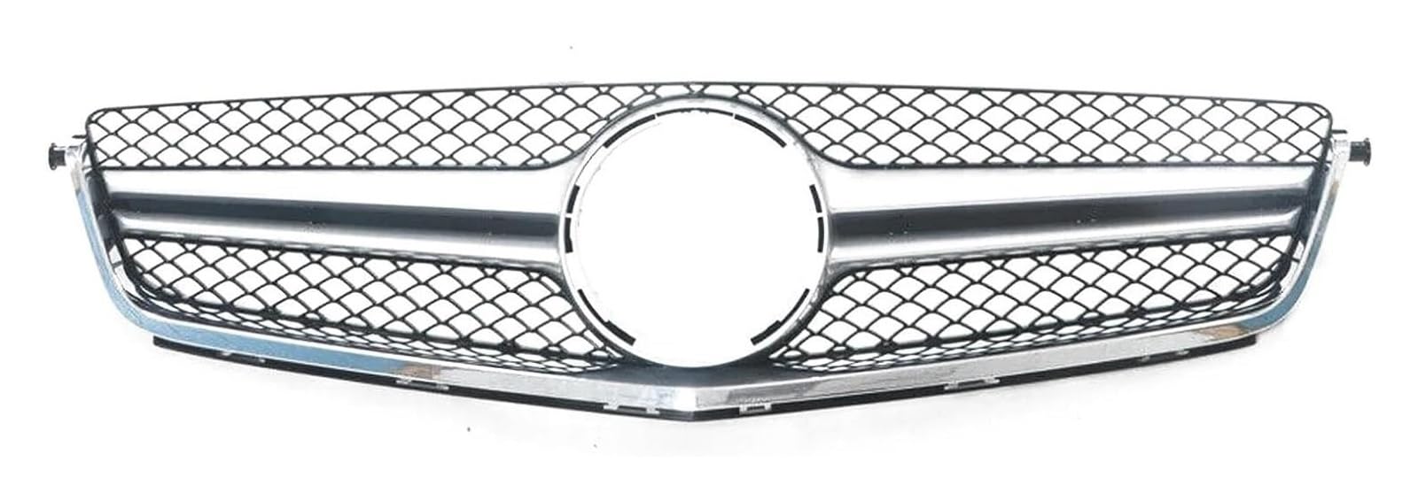 Front Nieren Kühlergrill Für Mercedes Für B&enz C63 2012-2014 Auto Vorderen Stoßfänger Grille Mesh-Center Grid Racing Grill Auto Teil Vordere Niere Grille(Silber) von WEINUANXIN