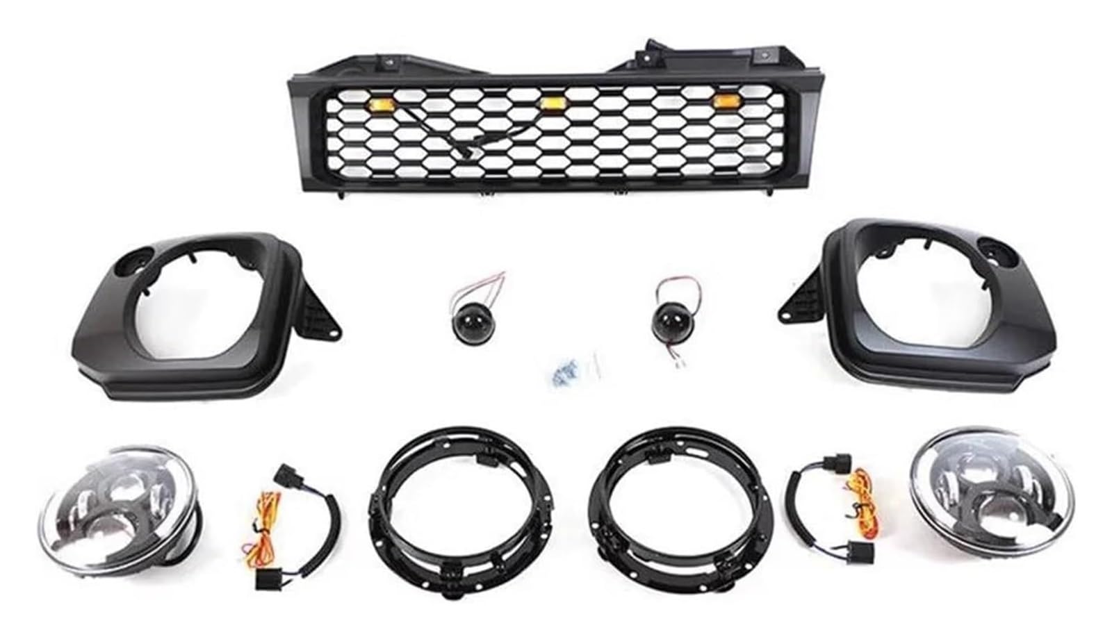 Front Nieren Kühlergrill Für Suz&uki Für Jimny 2012-2018 Front Nieren Stoßstange Grill Set Scheinwerfer Licht Halterung Körper Kit Mesh Grill Außen Trim(Onecolor) von WEINUANXIN