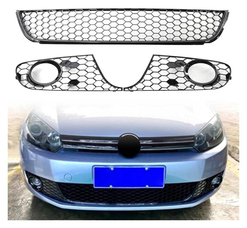 Front Nieren Kühlergrill Für VW Für G&olf 6 Für J&etta MK6 2009-2013 3 Teile/satz Auto Vorderen Stoßfänger Grille Nebel Licht Grill Front Niere Grille(Version 1) von WEINUANXIN