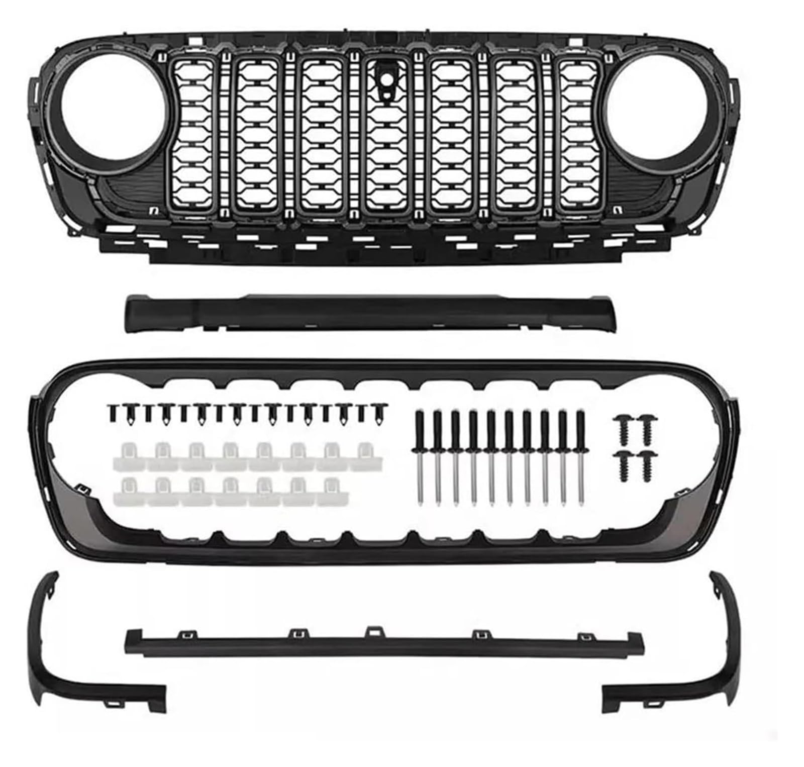 Front Nieren Kühlergrill Für Wrangler JL 2018-2024 Front Grill Oberen Kühlergrill Stoßstange Grille Nahen Net Auto Teil Front Niere Grille(With Camera Hole) von WEINUANXIN