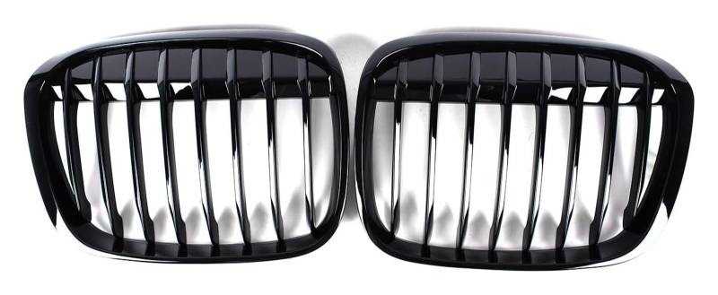 Front Nieren Kühlergrill Für X1 Für F48 Für F49 2016-2019 Frontstoßstangengrill Frontkühlergrills Auto Frontgrillhaube Einzel-Doppellamellen(1-Slat Gloss black) von WEINUANXIN