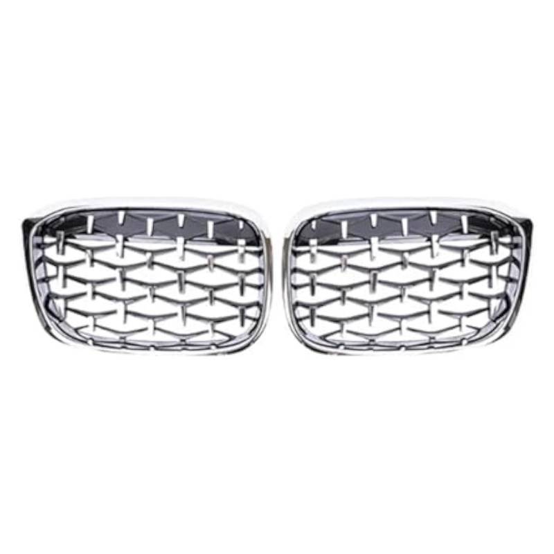 Front Nieren Kühlergrill Für X3 G01 G08 X4 G02 2018-2020 Auto Frontschürze Grill Trim Racing Gitter Diamant Nieren Grille Zubehör 2 Stücke(All Silver) von WEINUANXIN