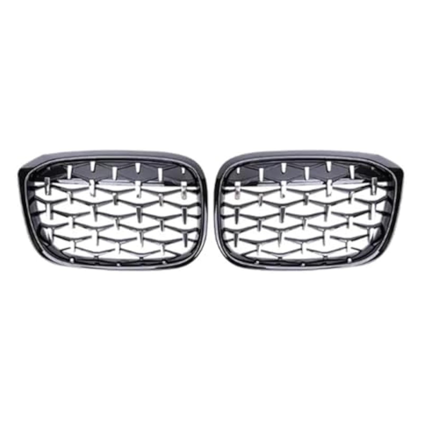 Front Nieren Kühlergrill Für X3 G01 G08 X4 G02 2018-2020 Auto Frontschürze Grill Trim Racing Gitter Diamant Nieren Grille Zubehör 2 Stücke(Silver and Black) von WEINUANXIN