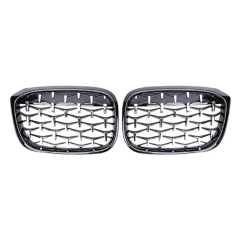 Front Nieren Kühlergrill Für X3 G01 G08 X4 G02 2018-2020 Auto Frontschürze Grill Trim Racing Gitter Diamant Nieren Grille Zubehör 2 Stücke(Silver and Black) von WEINUANXIN