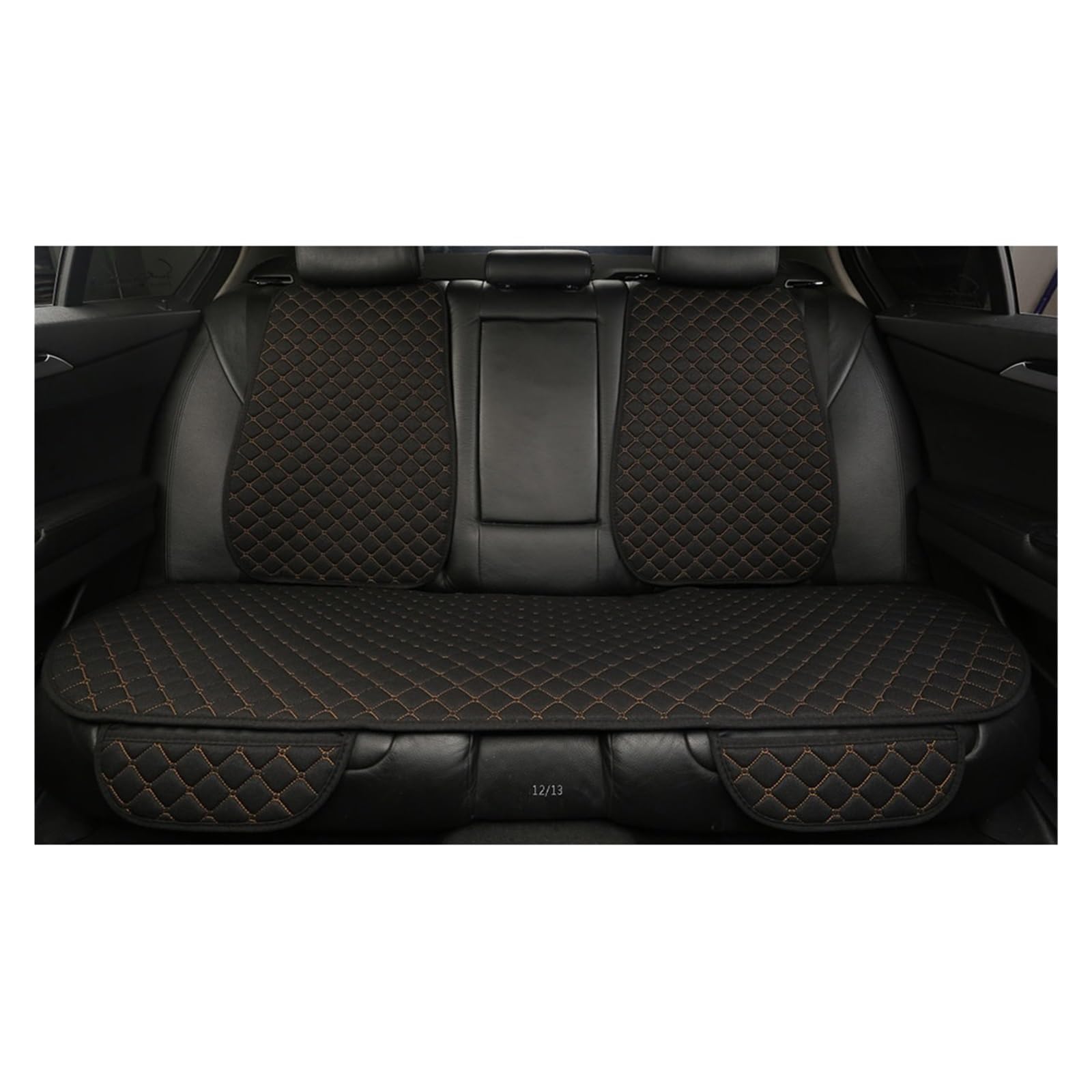 WEINUANXIN Auto Schonbezüge Autositzbezüge, atmungsaktiv, vorne/hinten, separater Rückenlehnen-Sitzbezug, Leinen, für Autos, Innendetails.(Black Gold,1xHigh Back Seat Covers) von WEINUANXIN