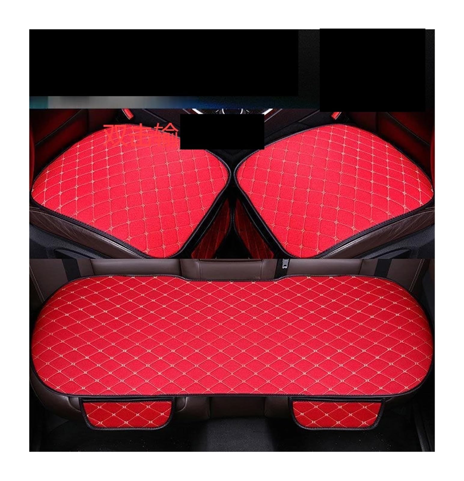 WEINUANXIN Auto Schonbezüge Autositzbezüge vorne und hinten, Flachskissen, rutschfest, Autozubehör, Universal-Sitzschutz, Mattenpolster.(rot,Set of seat Covers) von WEINUANXIN