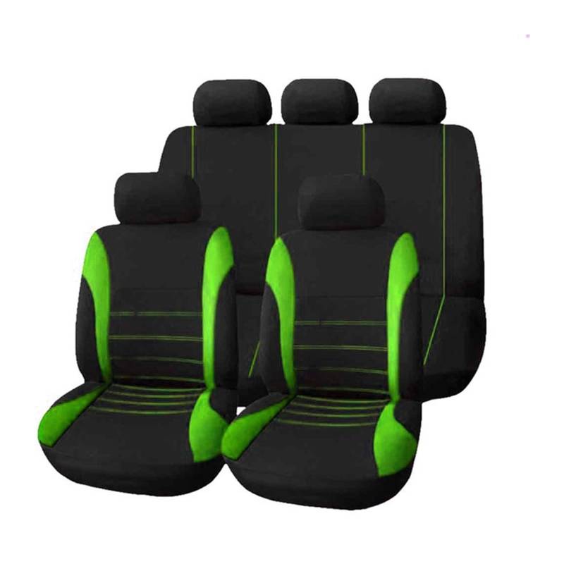 WEINUANXIN Auto Schonbezüge Autositzbezug, atmungsaktiv, Auto-Kissenschutz, Polyester-Tuch, universelles Innenzubehör.(Grün,Set of seat Covers) von WEINUANXIN