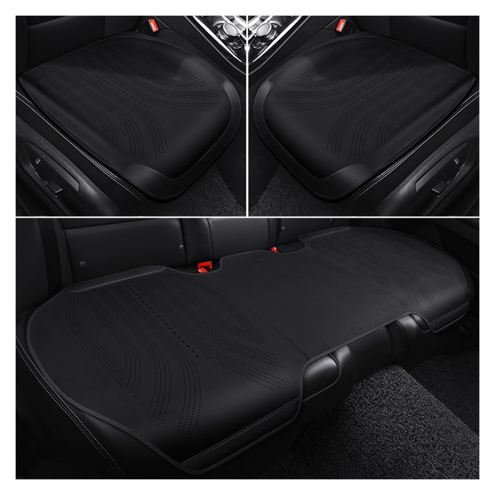 WEINUANXIN Auto Schonbezüge Autositzbezug-Pads, Zubehör, atmungsaktives Wildleder, Autositzkissen, für alle Jahreszeiten, Auto-Innenraum-Schutzmatten, universell.(Schwarz,Set of seat Covers) von WEINUANXIN