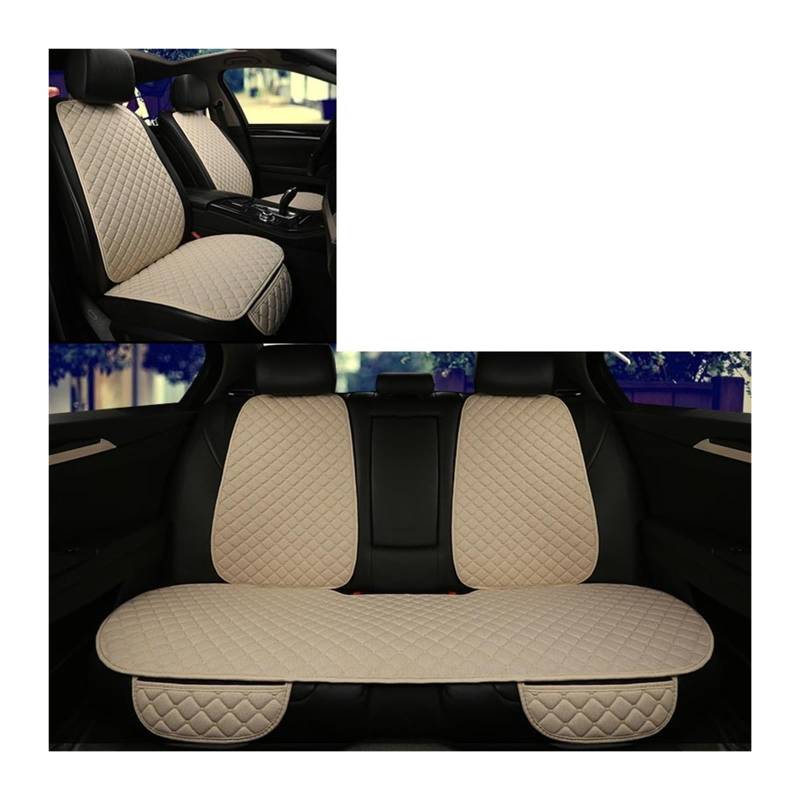 WEINUANXIN Auto Schonbezüge Autositzbezug-Schutz, Autozubehör, Rückenlehne vorne, Rücksitz, Taille, waschbares Kissen.(Beige,7pc Set of seat Covers) von WEINUANXIN