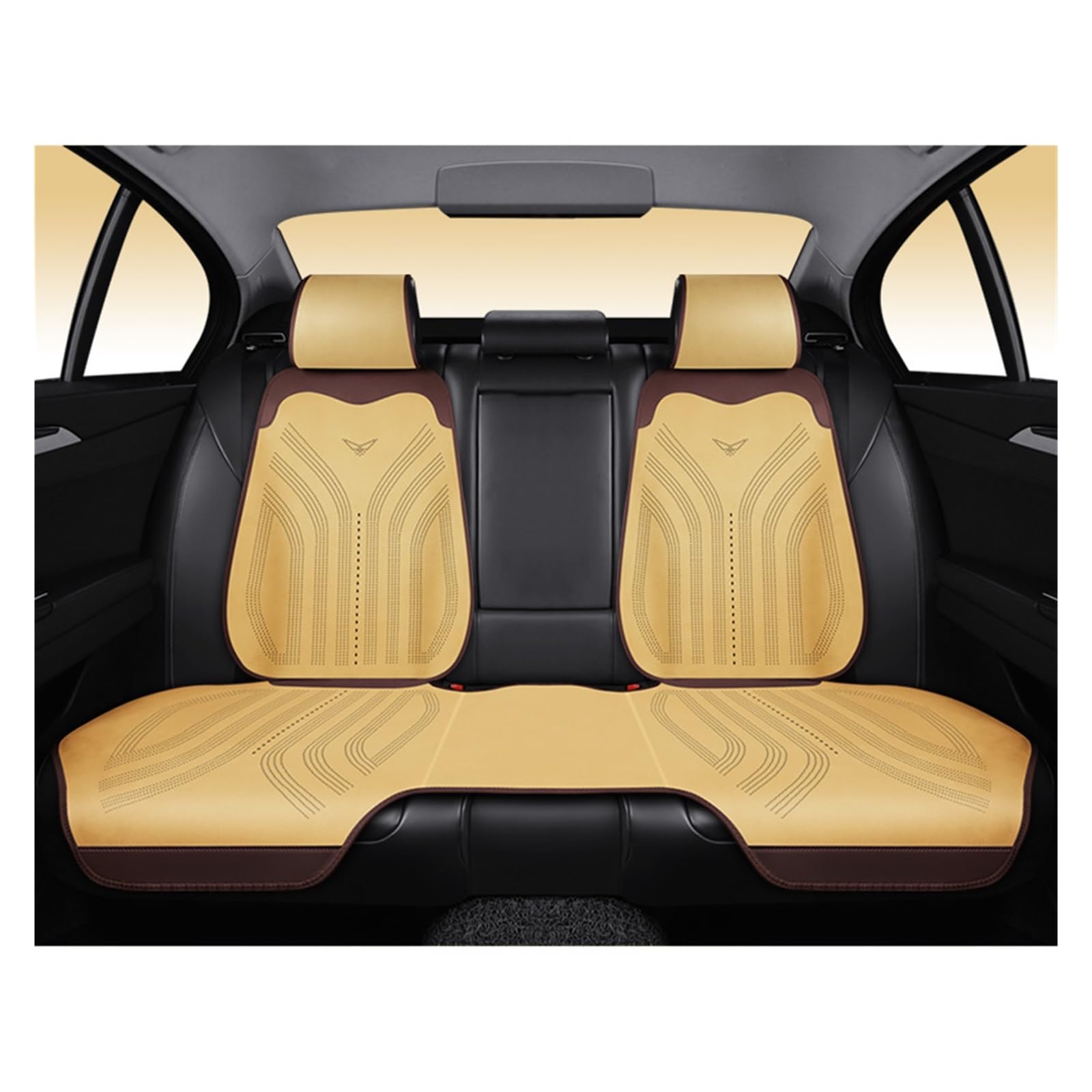 WEINUANXIN Auto Schonbezüge Autositzbezug-Schutz, atmungsaktiver Stoff, Leder, Vorder- und Rücksitzlehne, Kissen, Matte, Rückenlehne, universell.(Beige,1xRear Seat Covers) von WEINUANXIN