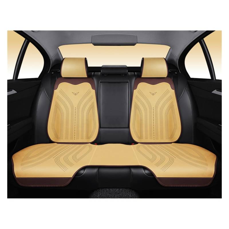 WEINUANXIN Auto Schonbezüge Autositzbezug-Schutz, atmungsaktiver Stoff, Leder, Vorder- und Rücksitzlehne, Kissen, Matte, Rückenlehne, universell.(Beige,1xRear Seat Covers) von WEINUANXIN