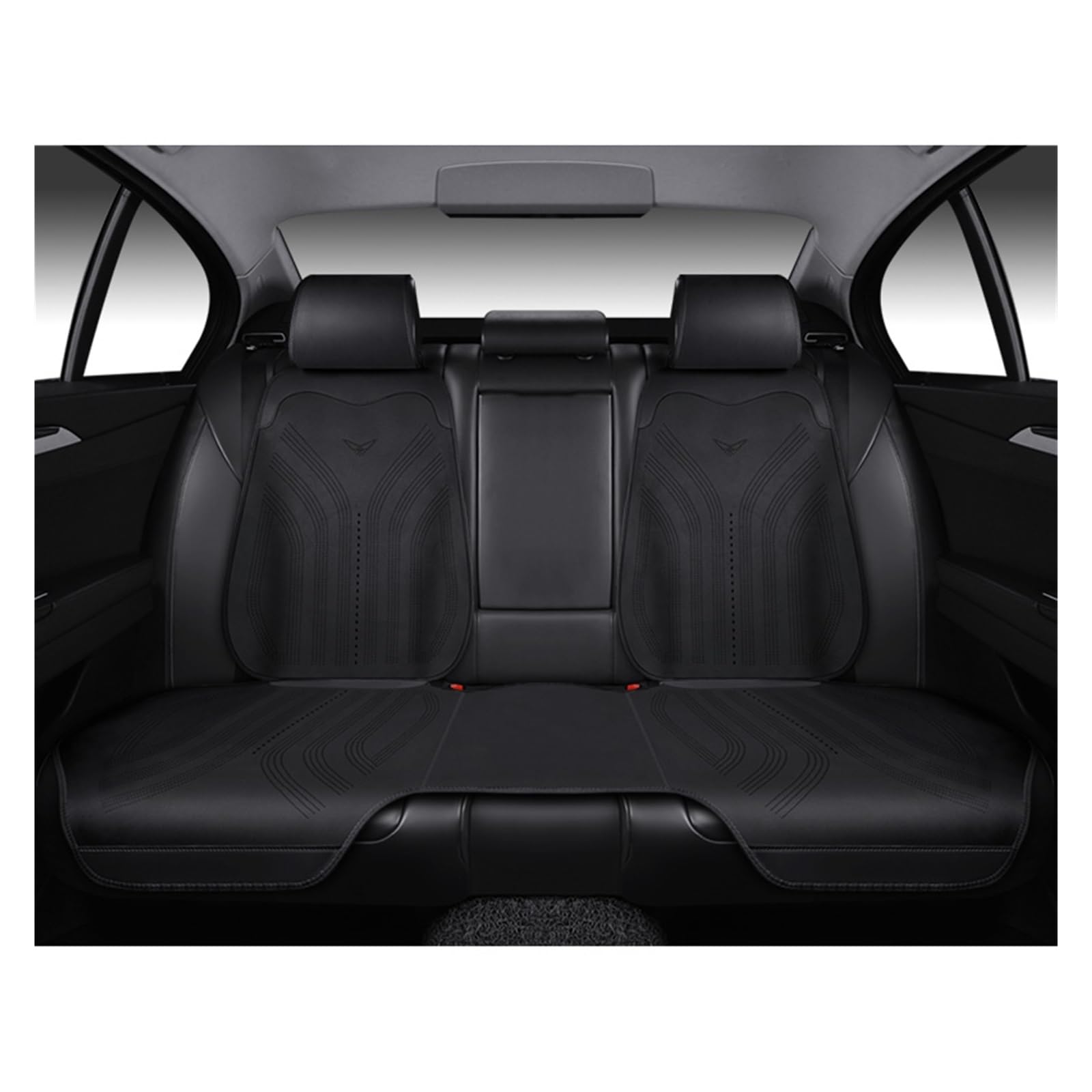 WEINUANXIN Auto Schonbezüge Autositzbezug-Schutz, atmungsaktiver Stoff, Leder, Vorder- und Rücksitzlehne, universell für Autozubehör.(Schwarz,1xRear Seat Covers) von WEINUANXIN