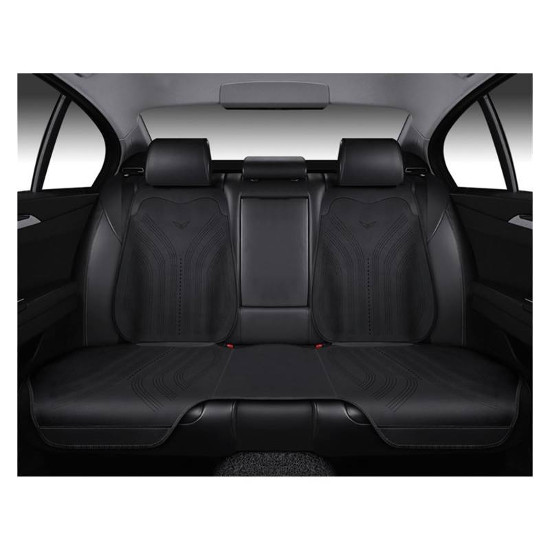 WEINUANXIN Auto Schonbezüge Autositzbezug-Schutz, atmungsaktiver Stoff, Leder, Vorder- und Rücksitzlehne, universell für Autozubehör.(Schwarz,1xRear Seat Covers) von WEINUANXIN