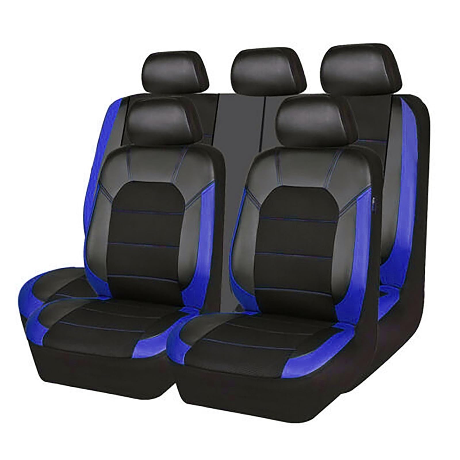 WEINUANXIN Auto Schonbezüge Autositzbezug Universal PU-Leder Autositzkissen Vorder- und Rücksitz Vollschutz-Sitzpolster.(Blau,Set of seat Covers) von WEINUANXIN