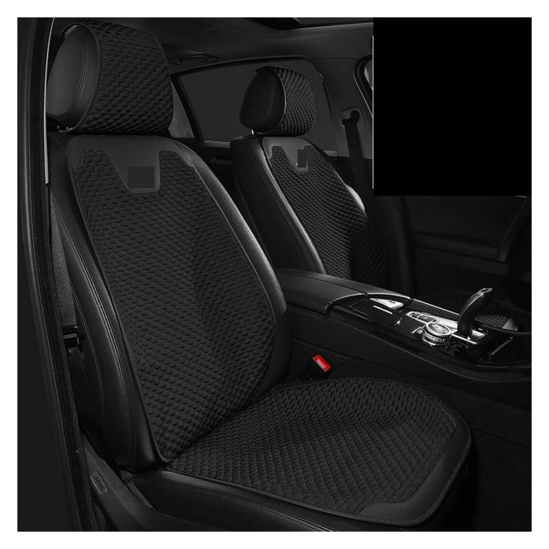 WEINUANXIN Auto Schonbezüge Autositzbezug aus echter Seide, vorne und hinten, universeller Auto-Kissenbezug, Auto-Innenausstattung.(Schwarz,1xHigh Back Seat Covers) von WEINUANXIN