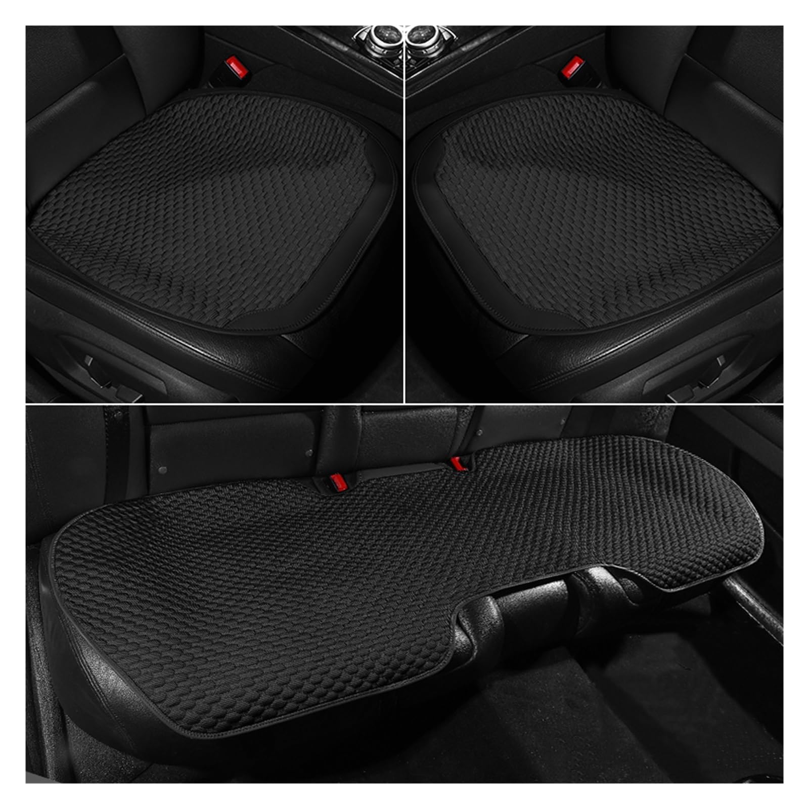 WEINUANXIN Auto Schonbezüge Autositzbezug aus echter Seide, vorne und hinten, universeller Auto-Kissenbezug, Auto-Innenausstattung.(Schwarz,Set of seat Covers) von WEINUANXIN