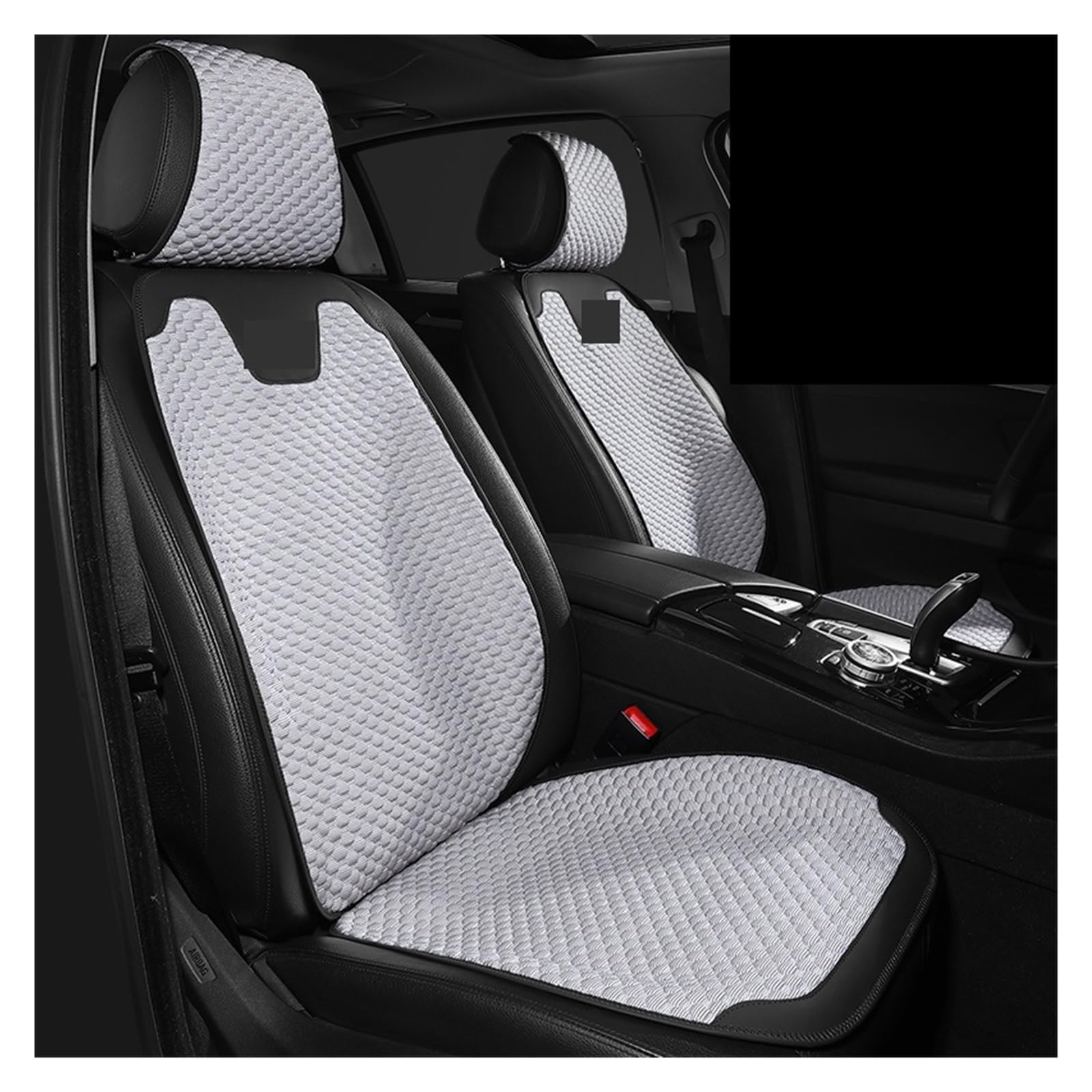 WEINUANXIN Auto Schonbezüge Autositzbezug aus echter Seide, vorne und hinten, universeller Auto-Kissenbezug, Auto-Innenausstattung.(White Black,1xHigh Back Seat Covers) von WEINUANXIN