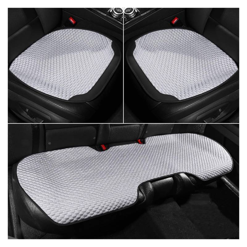 WEINUANXIN Auto Schonbezüge Autositzbezug aus echter Seide, vorne und hinten, universeller Auto-Kissenbezug, Auto-Innenausstattung.(White Black,Set of seat Covers) von WEINUANXIN