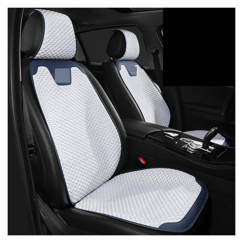 WEINUANXIN Auto Schonbezüge Autositzbezug aus echter Seide, vorne und hinten, universeller Auto-Kissenbezug, Auto-Innenausstattung.(White Blue,1xHigh Back Seat Covers) von WEINUANXIN