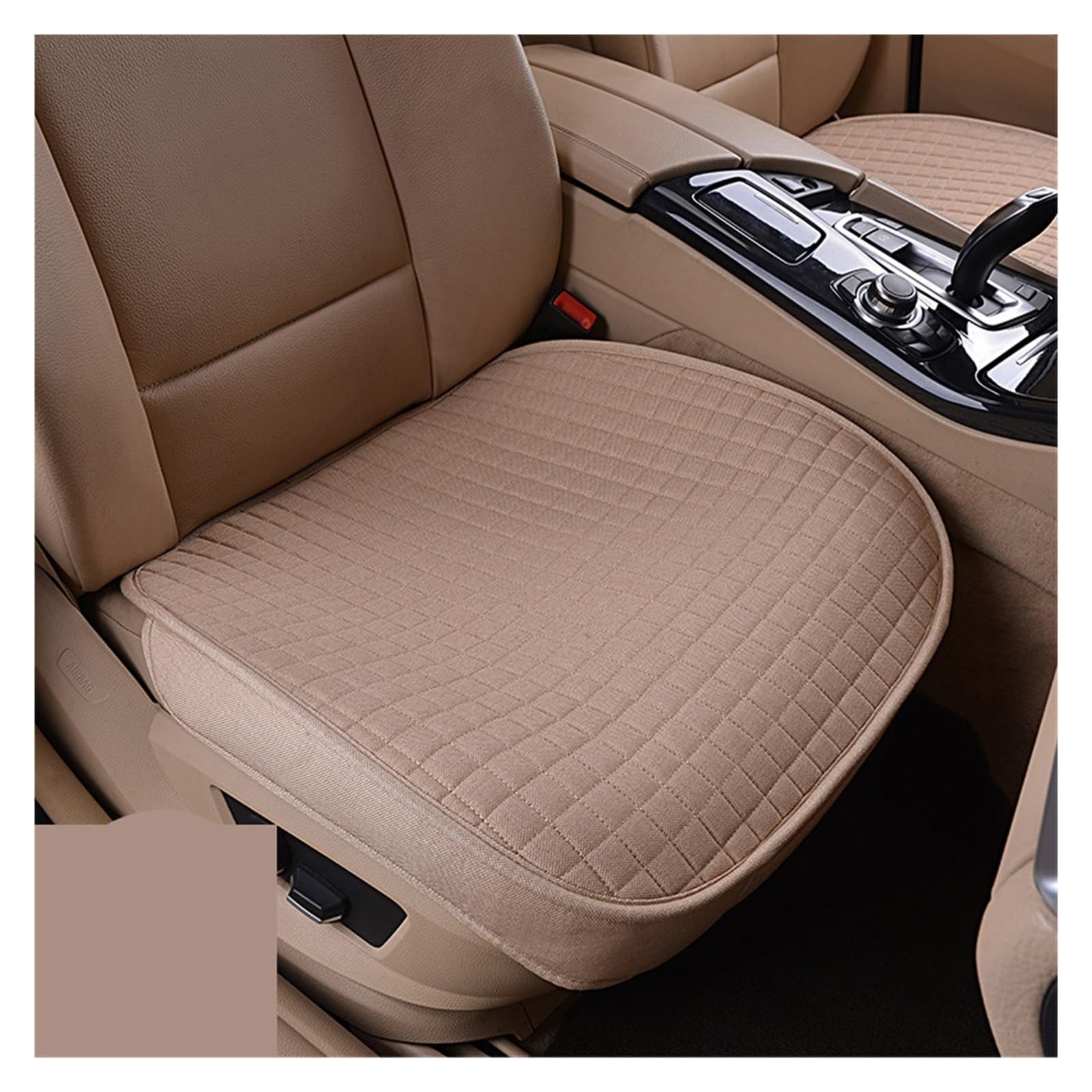 WEINUANXIN Auto Schonbezüge Car Interiors Autositzbezug-Komplettset, eng umschlossenes Flachskissen-Leinen.(Beige,1xFront Seat Covers) von WEINUANXIN