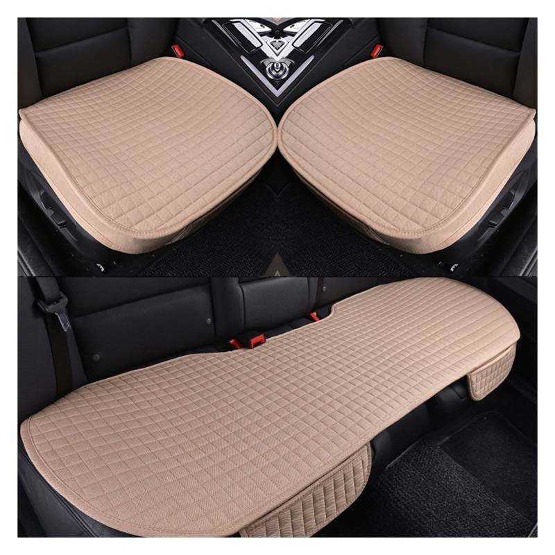 WEINUANXIN Auto Schonbezüge Car Interiors Autositzbezug-Komplettset, eng umschlossenes Flachskissen-Leinen.(Beige,Set of seat Covers) von WEINUANXIN