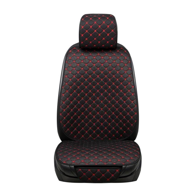 WEINUANXIN Auto Schonbezüge Flax Autositzbezug, atmungsaktiv, Übergröße, Autositzkissenschutz, vorne, hinten, Rücksitzpolster, Matte mit Rückenlehne.(Black red,1xHigh Back Seat Covers) von WEINUANXIN