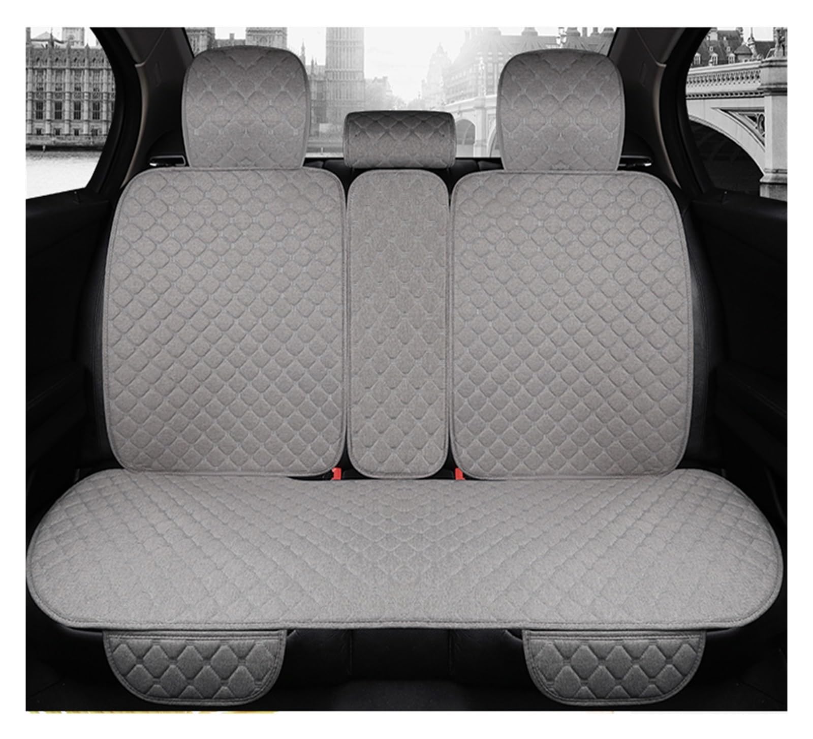 WEINUANXIN Auto Schonbezüge Flax Autositzbezug, atmungsaktiv, Übergröße, Autositzkissenschutz, vorne, hinten, Rücksitzpolster, Matte mit Rückenlehne.(Grey,1xRear Seat Covers) von WEINUANXIN