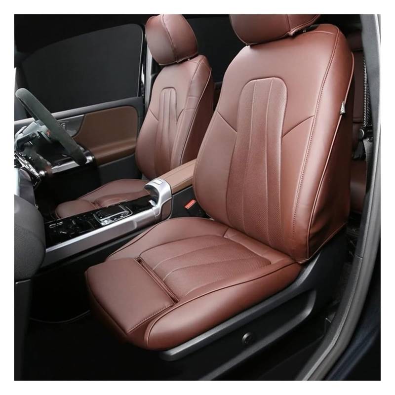 WEINUANXIN Auto Schonbezüge Für Mercedes Für B&ENZ GLB 250 220 200 180 2022 2021 2020 5/7 Sitze Leder Autositzbezüge Set Protector(Brown 7 Seat Airbag) von WEINUANXIN