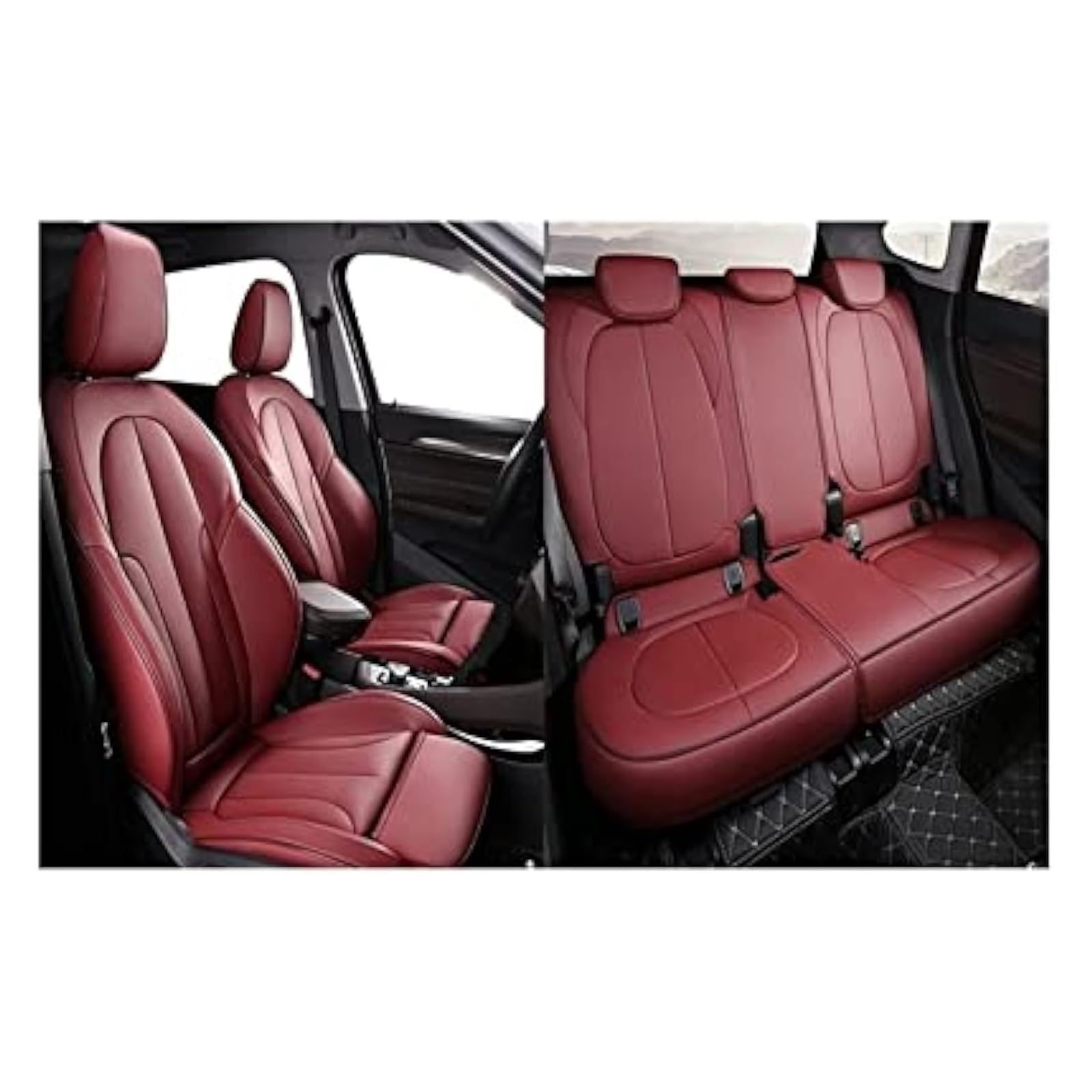 WEINUANXIN Auto Schonbezüge Für TT A4 B8 A3 8l 8p 8v Q2 A5 Für Sportback C5 A6 A7 A8 Q3 Q5 Q7 Custom Leder Autositzbezüge(5 Seats-Win-Red) von WEINUANXIN