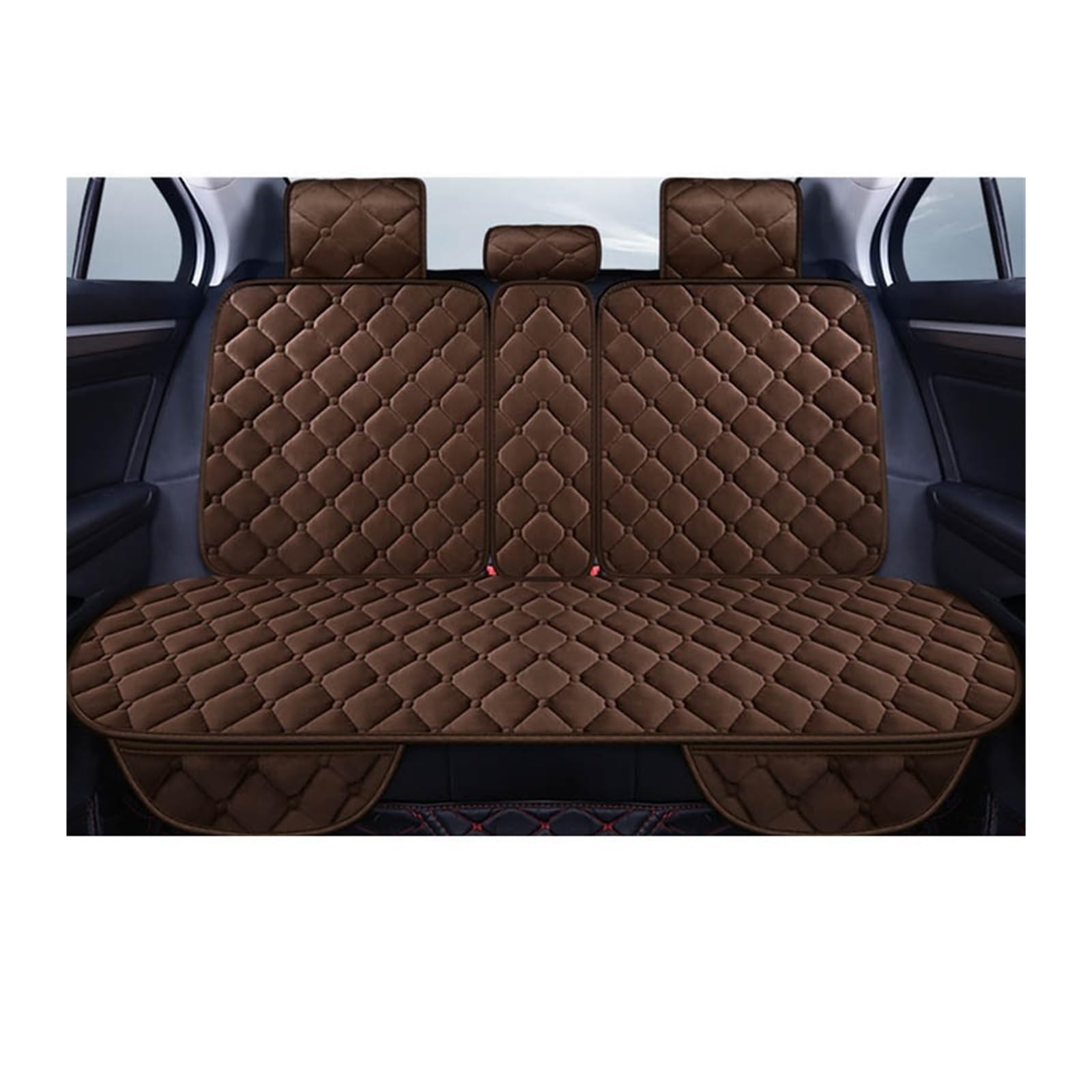 WEINUANXIN Auto Schonbezüge Plüsch-Autositzbezug, Winter, warm, Auto vorne, hinten, hinten, mit Rückenlehne, Univer Salfluffy Decke, Kissen, Innenschutz.(Braun,1xRear Seat Covers) von WEINUANXIN