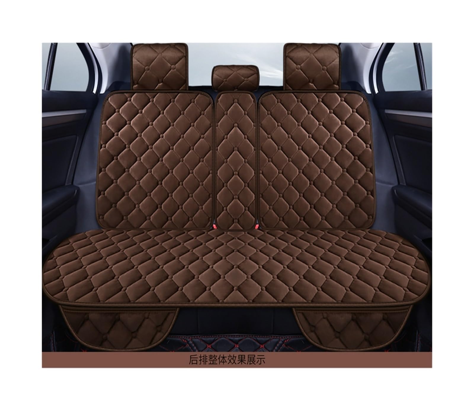 WEINUANXIN Auto Schonbezüge Plüsch-Autositzbezug, Winter, warm, Auto vorne, hinten, hinten, mit Rückenlehne, Univer Salfluffy Decke, Kissen, Innenschutz.(Coffee,1xRear Seat Covers) von WEINUANXIN