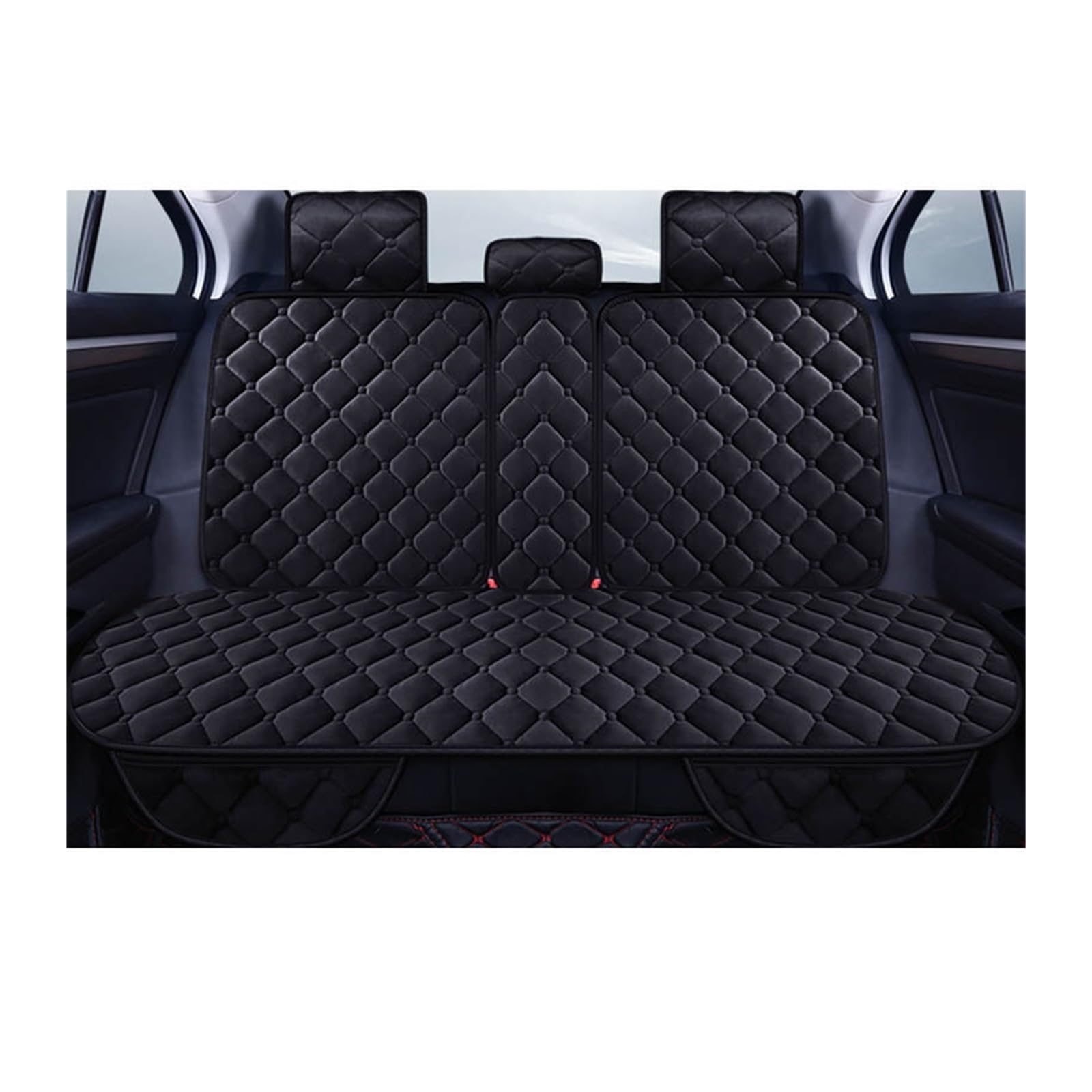 WEINUANXIN Auto Schonbezüge Plüsch-Autositzbezug, Winter, warm, Auto vorne, hinten, hinten, mit Rückenlehne, Univer Salfluffy Decke, Kissen, Innenschutz.(Schwarz,1xRear Seat Covers) von WEINUANXIN