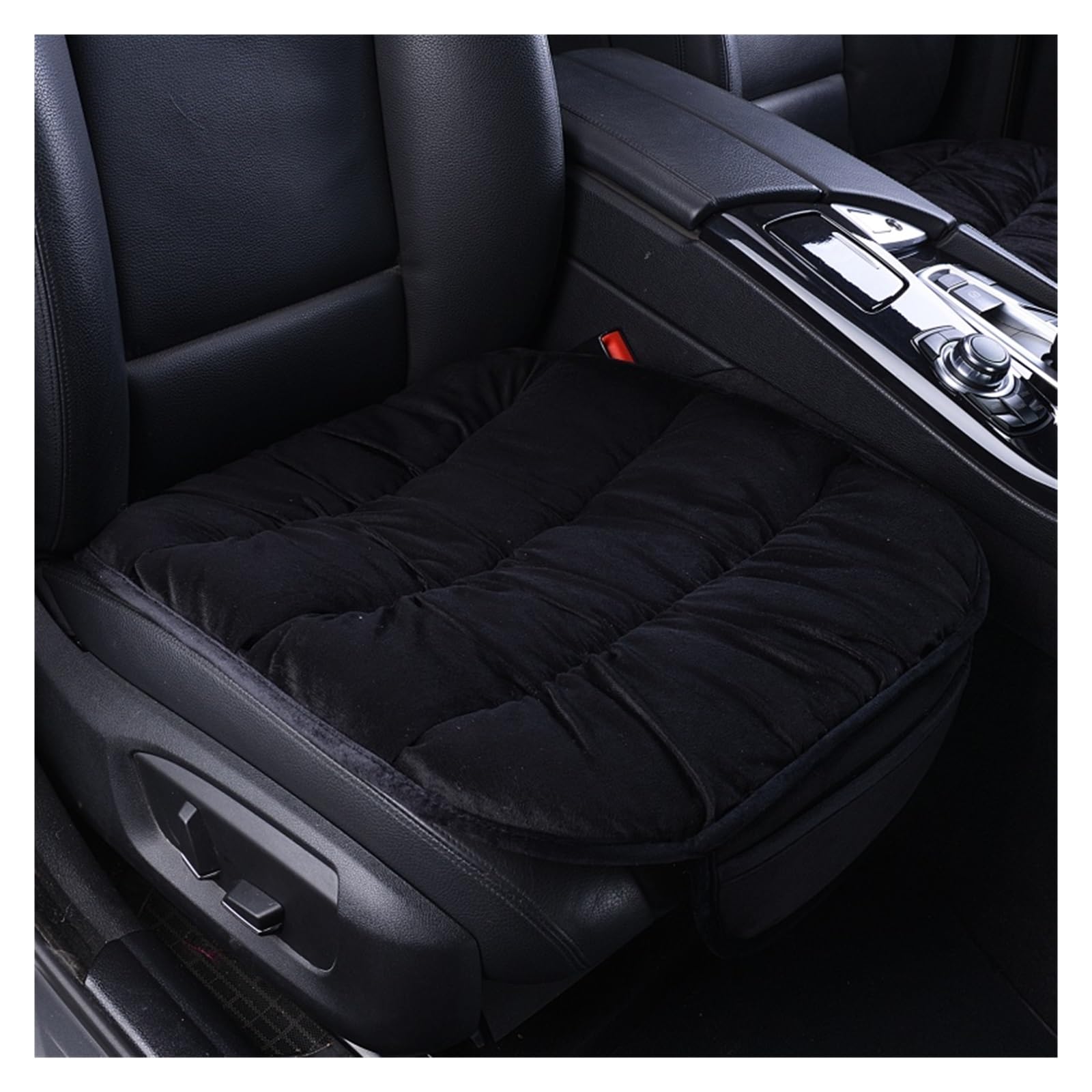 WEINUANXIN Auto Schonbezüge Plüsch-Baumwoll-Autositzbezug, Winter umgeben, warmes Winterkissen, Kunstpelz für Sitzschutzmatte, Auto-Innenzubehör.(Schwarz,1xFront Seat Covers) von WEINUANXIN