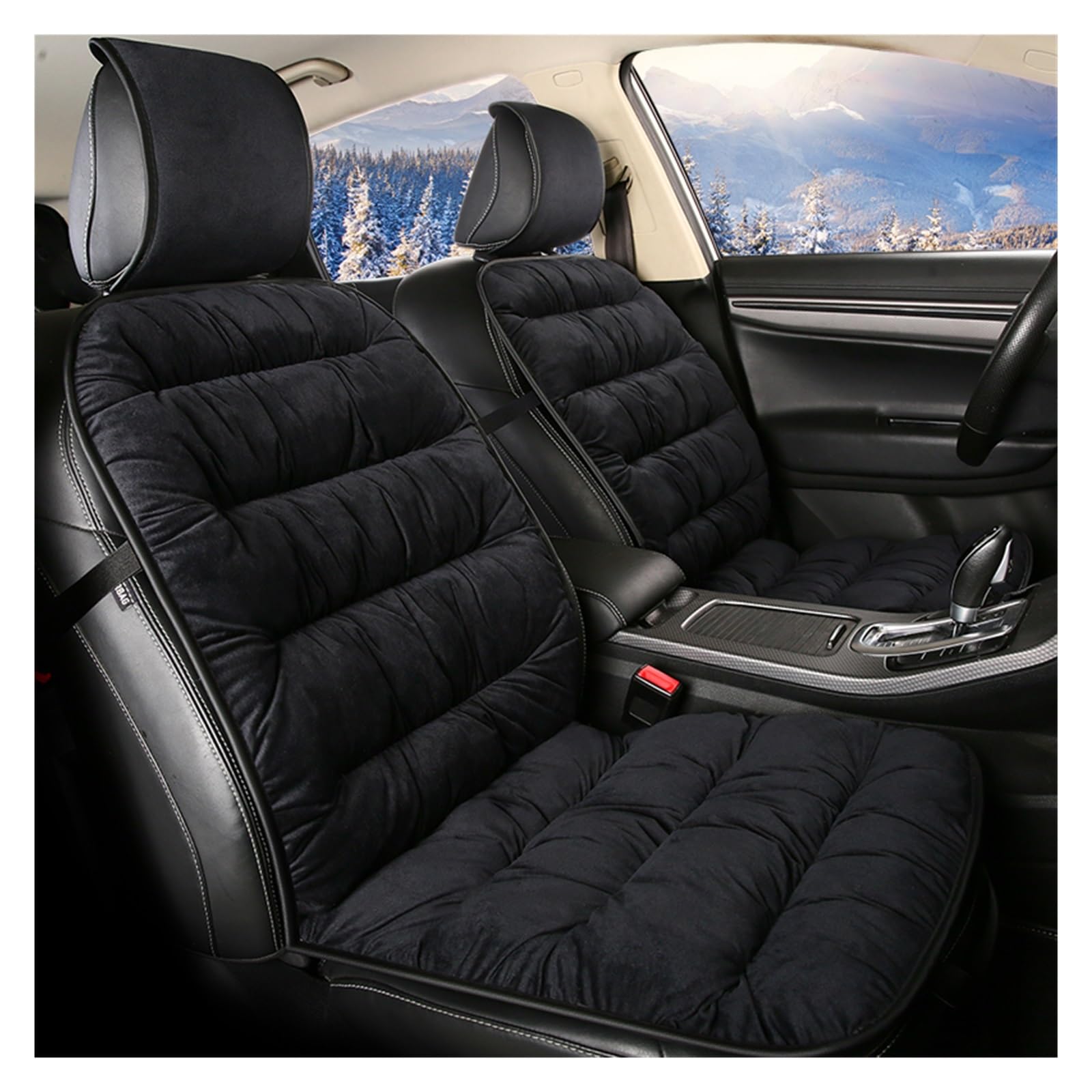 WEINUANXIN Auto Schonbezüge Plüsch Universal Auto Sitzbezug Winter Weiche Baumwolle Warme Auto Kissen Sitz Schutz Pad Für Auto Innen.(Schwarz) von WEINUANXIN