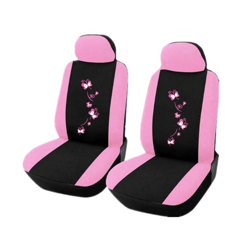 WEINUANXIN Auto Schonbezüge Universal Auto Abdeckungen Auto Sitz Schützen Für Männer Frauen Auto Sitzbezüge Schmetterling Stickerei.(Rosa,2xHigh Back Seat Covers) von WEINUANXIN