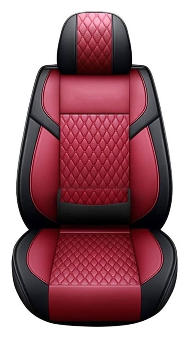 WEINUANXIN Auto Schonbezüge Universal Für Auto-LKW-SUV-Sitzbezüge 2 Stück Vorne/hinten Autositzbezüge Leder Fahrzeugsitzkissen Stuhlschutz(2PCS Front,Wine Red) von WEINUANXIN