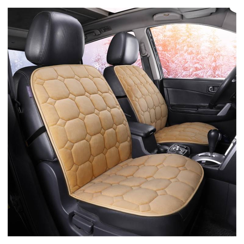 WEINUANXIN Auto Schonbezüge Universal-Plüsch-Autositzbezug-Schutz, warm, für Auto vorne, mit Rückenlehne, rutschfestes Sitzkissen, Winter-Innenraummatte.(Beige) von WEINUANXIN