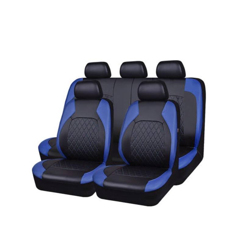 WEINUANXIN Auto Schonbezüge Universeller Autositzkissenschutz, PU-Leder-Sitzbezug, Bequeme Auto-Stuhlmatte.(Blau,Set of seat Covers) von WEINUANXIN