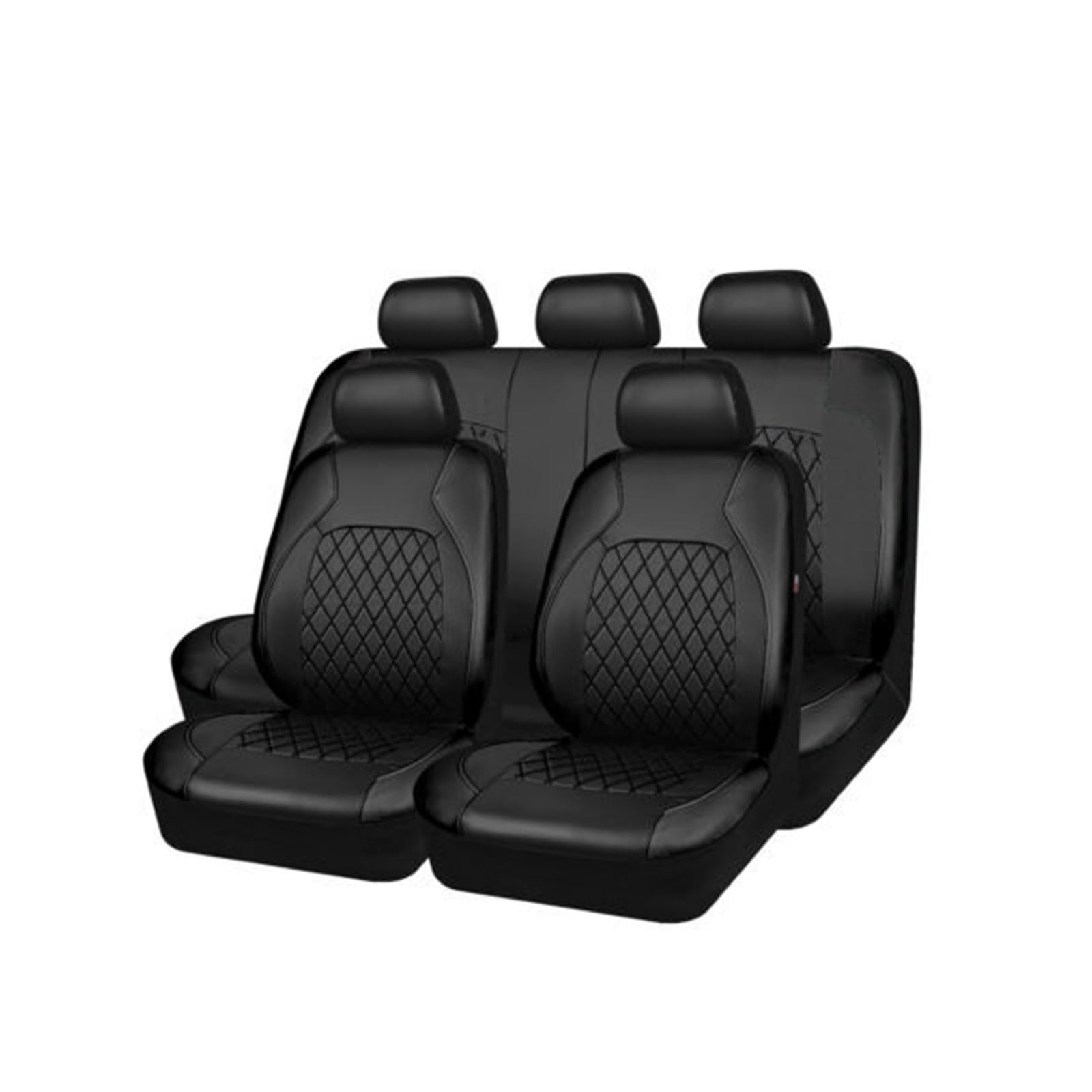 WEINUANXIN Auto Schonbezüge Universeller Autositzkissenschutz, PU-Leder-Sitzbezug, Bequeme Auto-Stuhlmatte.(Schwarz,Set of seat Covers) von WEINUANXIN