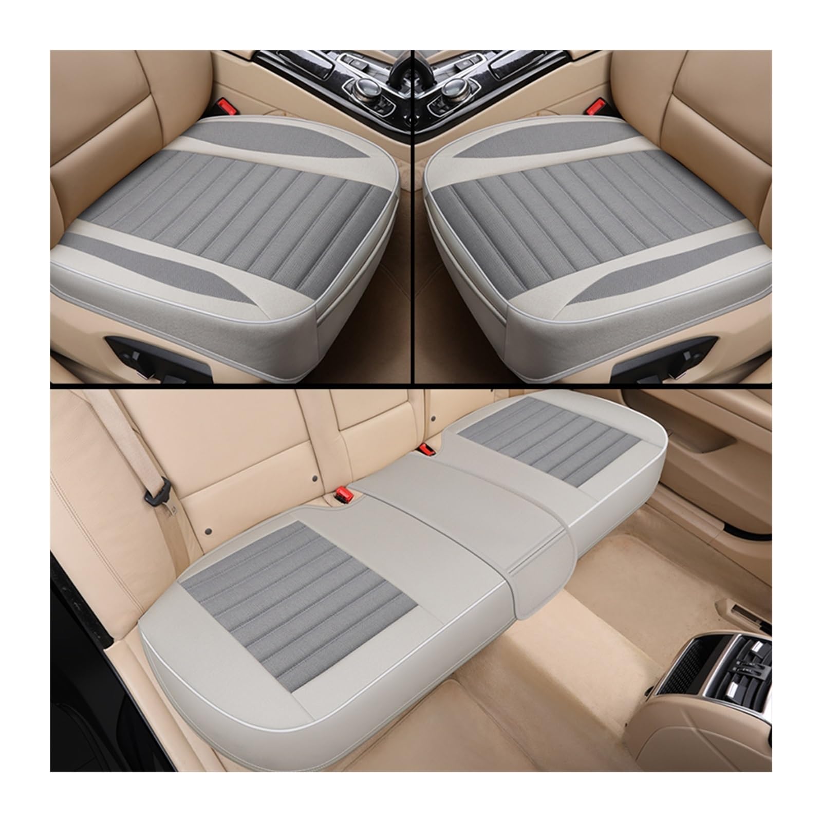 WEINUANXIN Auto Schonbezüge Universeller Flachs-Autositzbezug, atmungsaktiv, Autositzkissenschutz, vorne und hinten, Verstellbarer Autostuhl.(Grey,Set of seat Covers) von WEINUANXIN