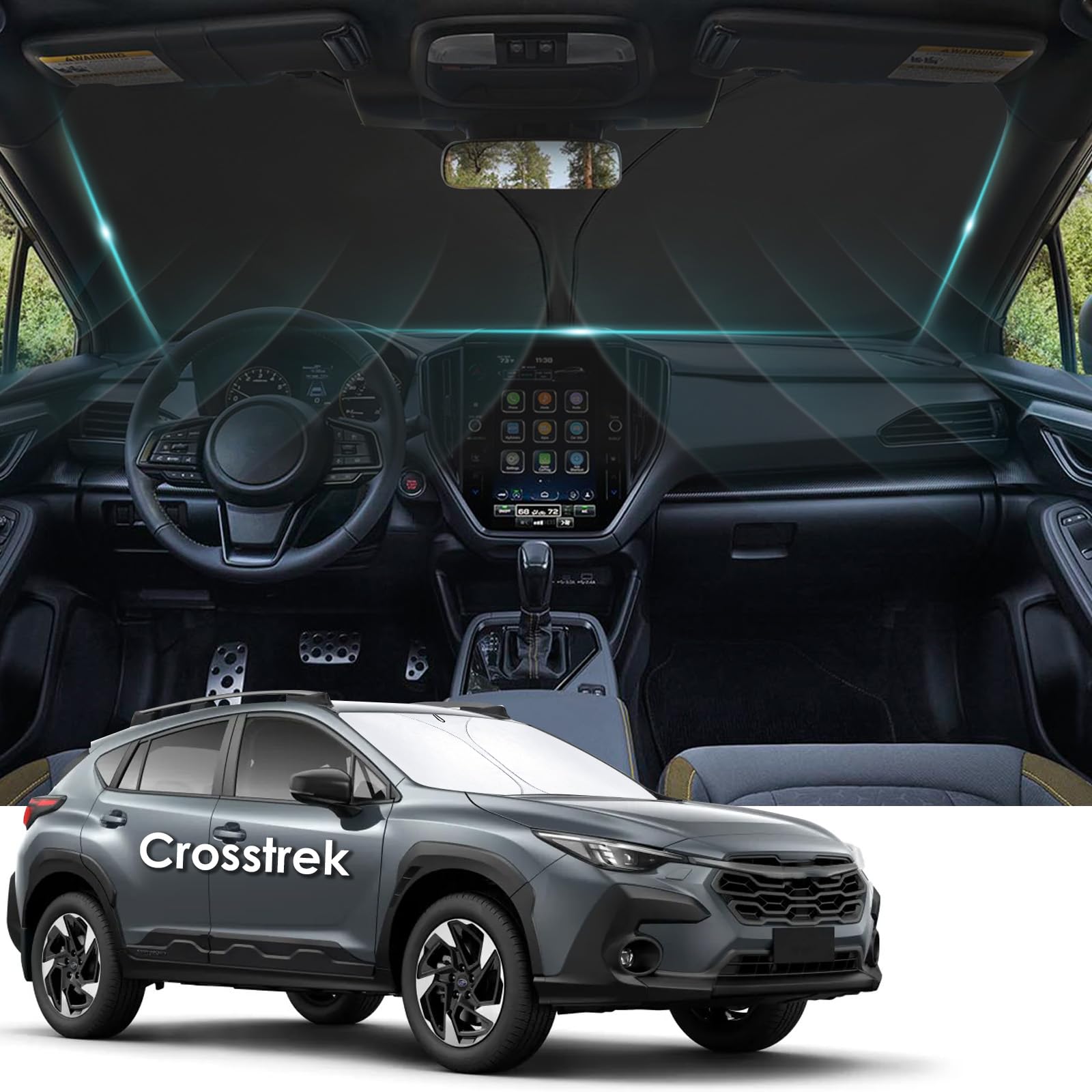 WEIPIN Auto-Sonnenschutz, Windschutzscheiben-Zubehör für 2024 Crosstrek [Dual-Silber-Beschichtung] [4 x 300D Oxford] Sonnenschutz für Frontscheibe, Nano-Eiskristallkühlung, hält den Innenraum kühl von WEIPIN