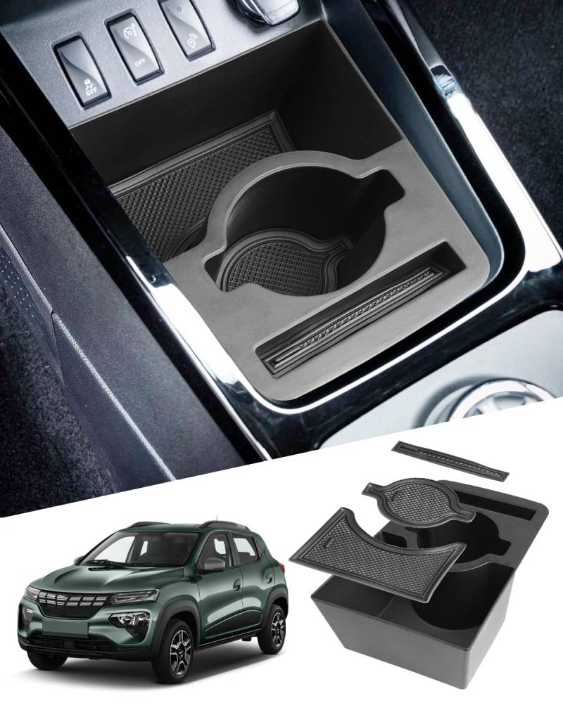 WEIPIN Kompatibel mit Dacia Spring 2022 2023 2024 Electric EV Mittelkonsole Handschuhfach Armlehne Console Organizer Tray Aufbewahrungsbox für Dacia Spring Zubehör(Schwarz) von WEIPIN