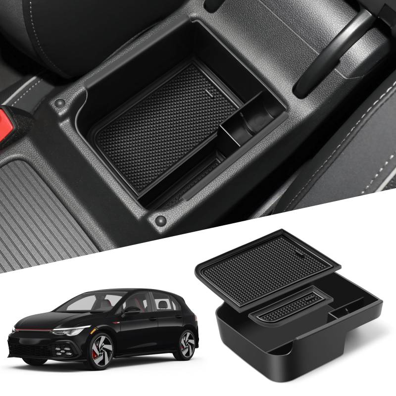 WEIPIN Kompatibel mit VW Golf 8, MK8 GTI GTD GTE 2020/2021/2022/2023 Mittelkonsole Handschuhfach Armlehne Golf 8 Multifunktionaler Aufbewahrungsbox Zubehör von WEIPIN